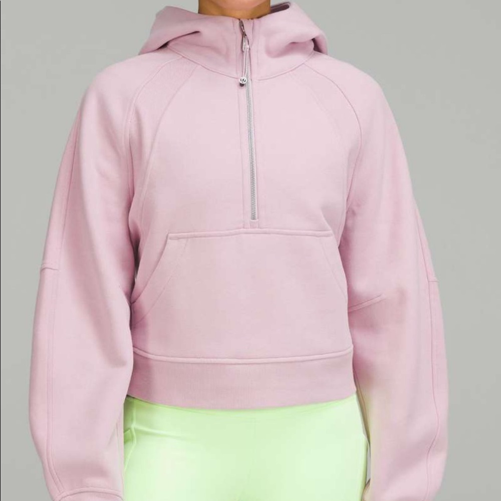 Lulu Lemon scuba over sized half zip hoodie pink peony